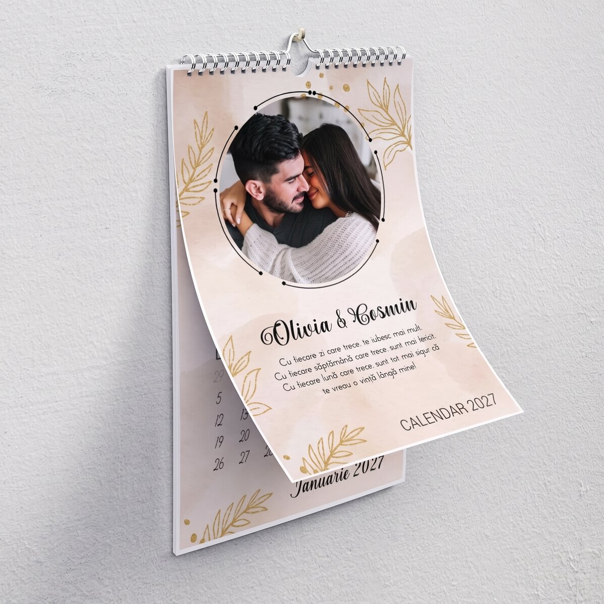 Personalised calendar with photos and message - Gold