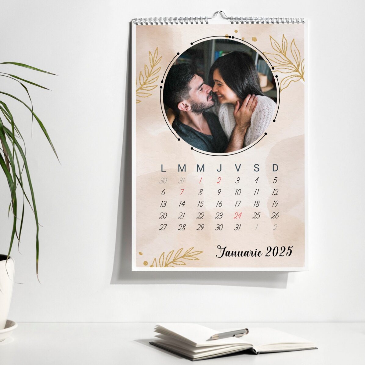 Calendar personalizat cu poze și mesaj - Gold