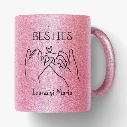 Cană cu glitter personalizată cu nume - best friend