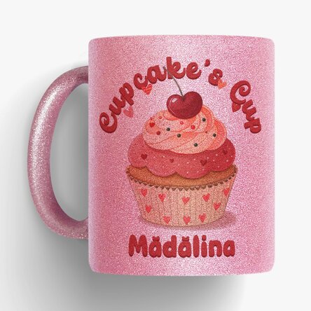 Cană cu glitter personalizată cu nume - Cupcake