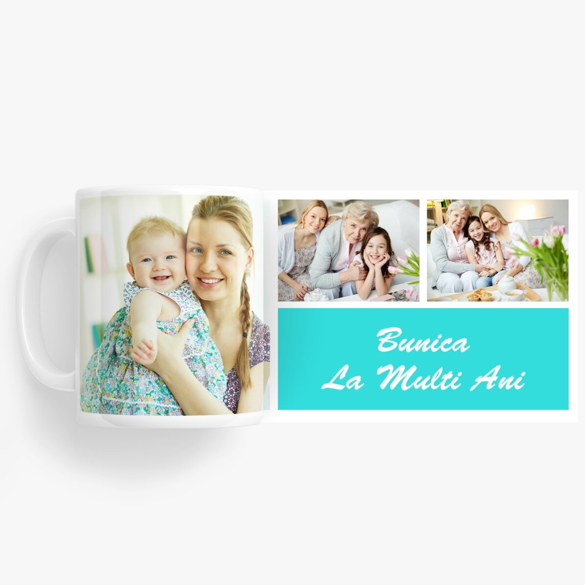 Cană personalizată cu 3 poze și mesaj