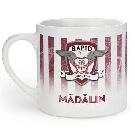 Cană espresso FC Rapid personalizată cu text - Rapidul nostru din Giulești