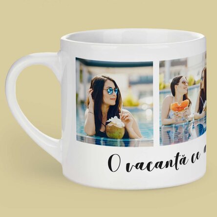 Cană espresso personalizată cu 4 poze si text