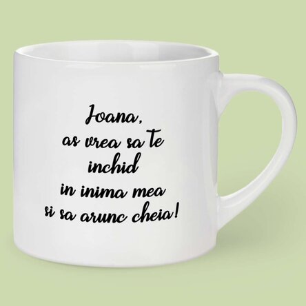 Cană espresso personalizată cu o poză și text