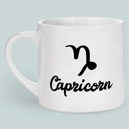 Cană espresso personalizată cu poză și text - Zodia Capricorn