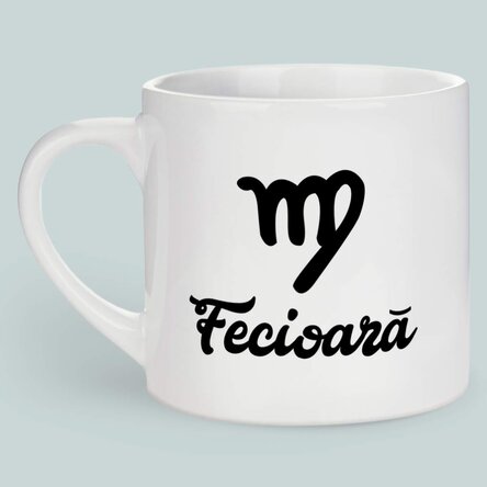 Cană espresso personalizată cu poză și text - Zodia Fecioară