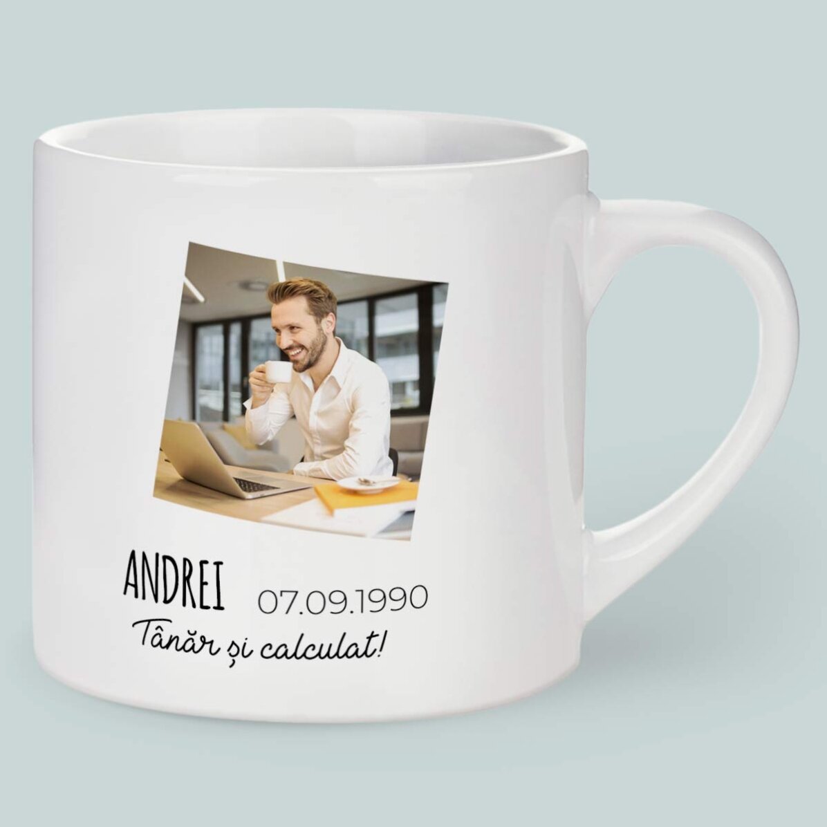 Cană espresso personalizată cu poză și text - Zodia Fecioară