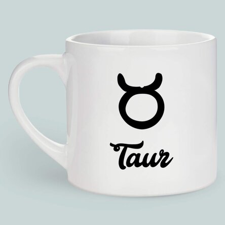 Cană espresso personalizată cu poză și text - Zodia Taur