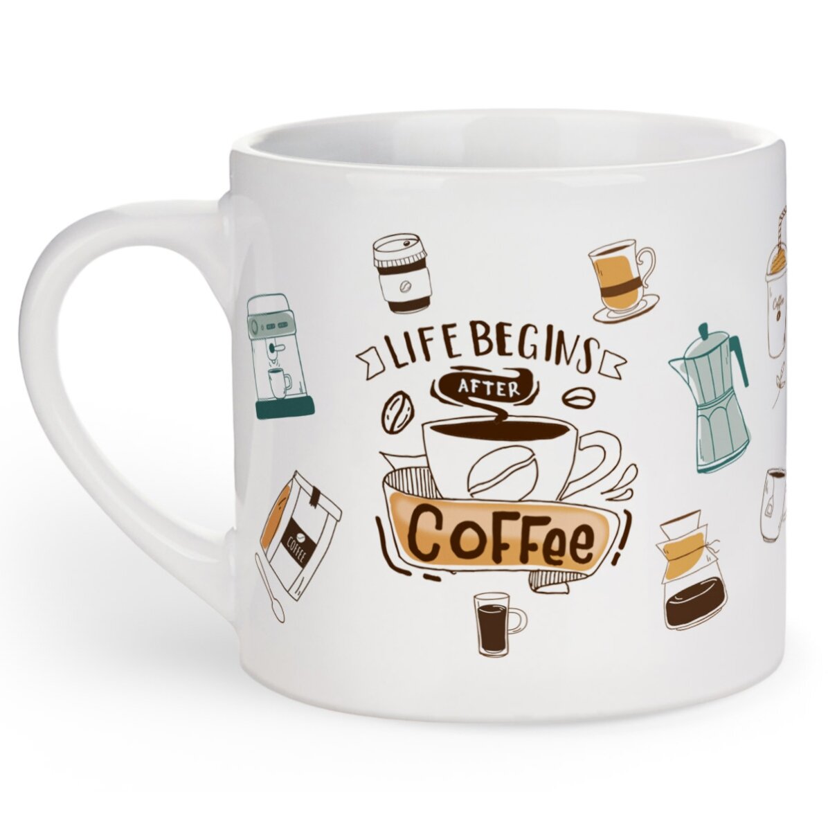 Cană espresso personalizată cu text - Life begins after coffee