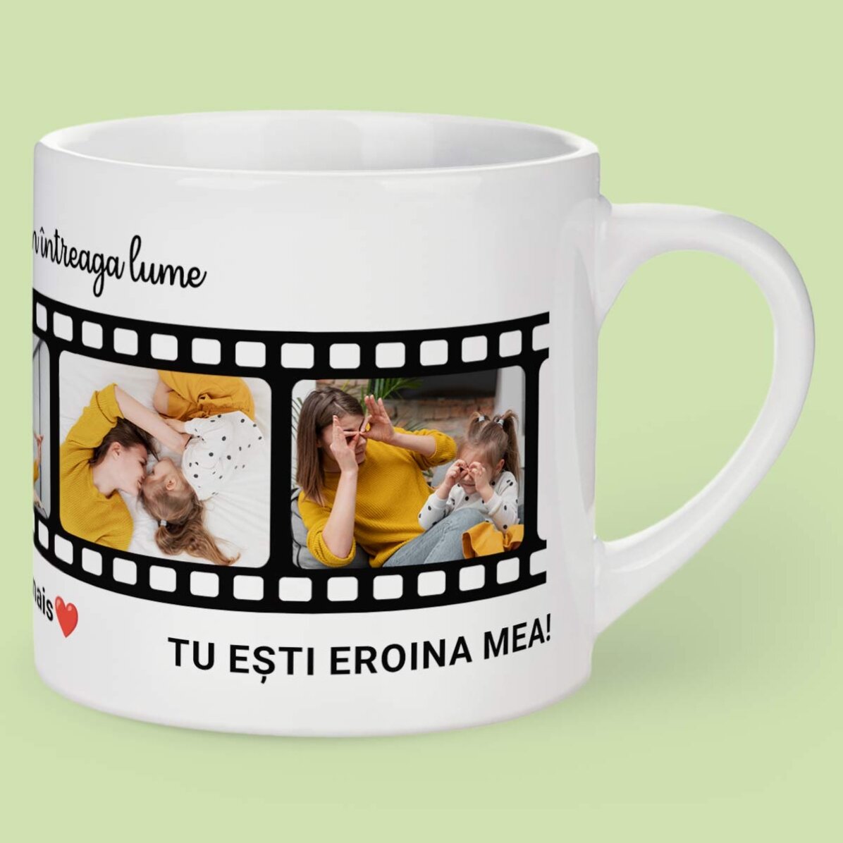 Cană espresso personalizată cu text și 5 poze - Cele mai dragi amintiri