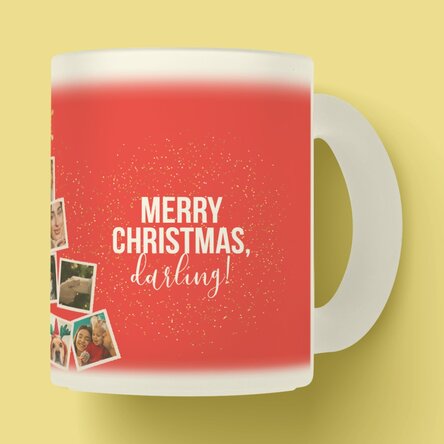 Cană sticlă mată personalizată cu 10 poze și text - Christmas Memories 