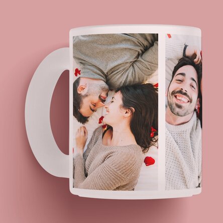 Cană sticlă mată personalizată cu 4 poze 