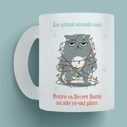Cană sticlă mată personalizată cu mesaj - Crăciun fericit!