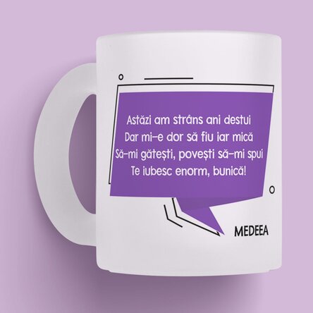 Cană sticlă mată personalizată cu mesaj pentru bunica x Flick