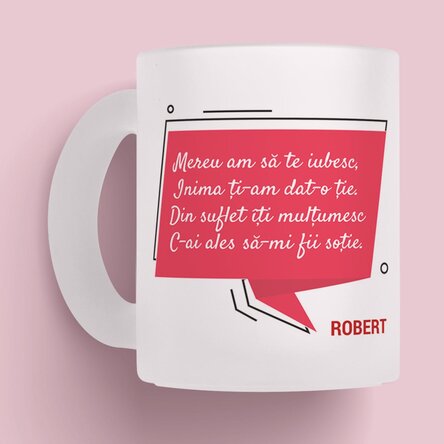 Cană sticlă mată personalizată cu mesaj pentru soție x Flick