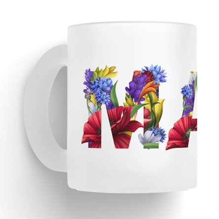 Cană sticlă mată personalizată cu nume - Flori