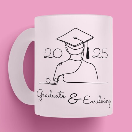 Cană mată personalizată cu nume și text - Line art Graduation