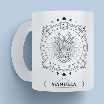 Cană sticlă mată personalizată cu nume și zodie - Capricorn