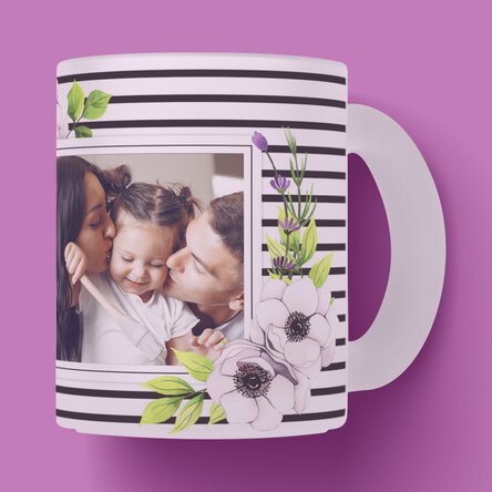 Cană sticlă mată personalizată cu poză - model family