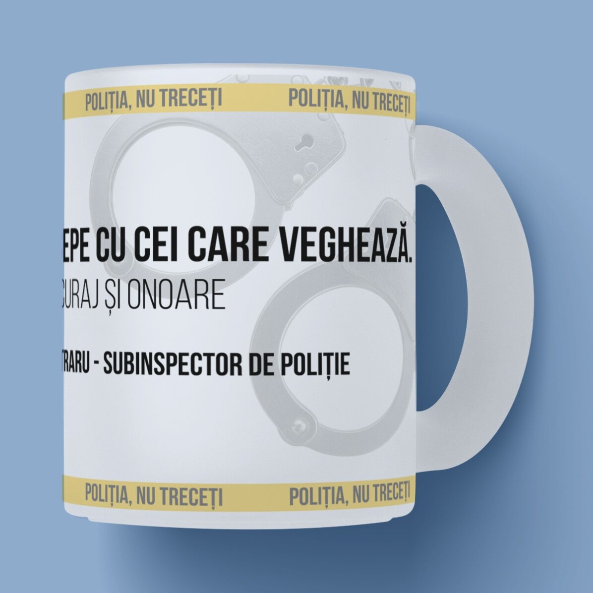 Cană mată personalizată cu text - Cel mai bun polițist
