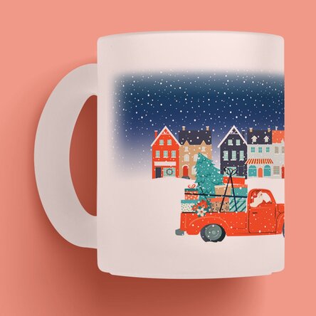 Cană sticlă mată personalizată cu text - Christmas Night