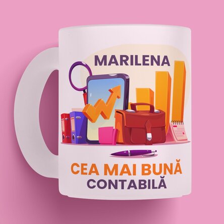 Cană mată personalizată cu text - Contabil