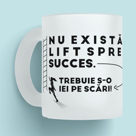 Cană sticlă mată personalizată cu text - Drumul spre succes