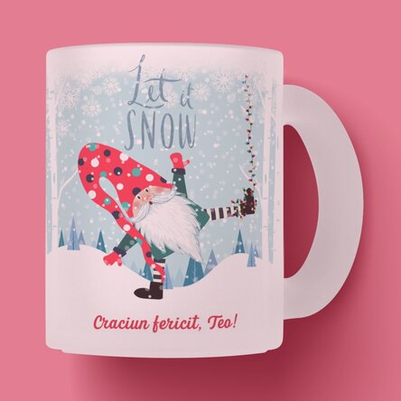 Cană sticlă mată personalizată cu text - Let it snow 