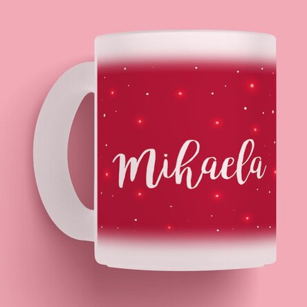 Cană sticlă mată personalizată cu text - Merry and Bright