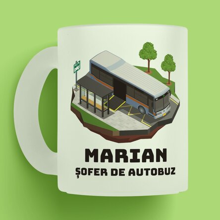 Cană mată personalizată cu text pentru șoferi - Șofer de autobuz
