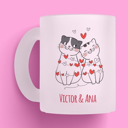 Cană sticlă mată personalizată cu text - Pisicuțe