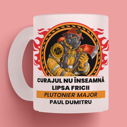 Cană mată personalizată cu text - Pompier