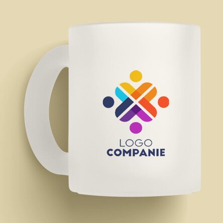 Cană sticlă mată personalizată cu text și logo - Clopot Merry Christmas