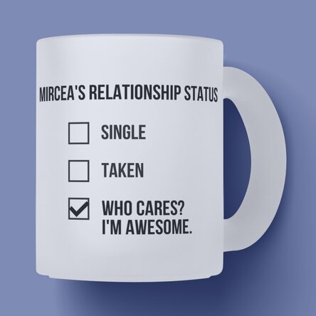 Cană sticlă mată personalizată cu text - Single