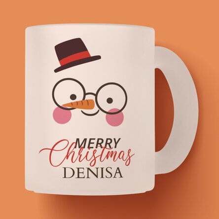 Cană sticlă mată personalizată cu text - Snowman