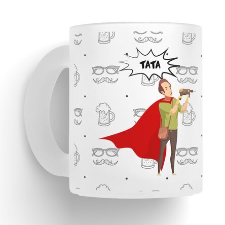 Cană sticlă mată personalizată cu text - Super Tata