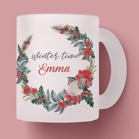 Cană sticlă mată personalizată cu text - Winter time