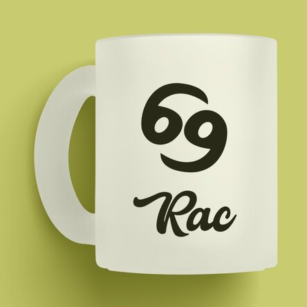 Cană sticlă mată zodiac personalizată cu poză și text - Rac