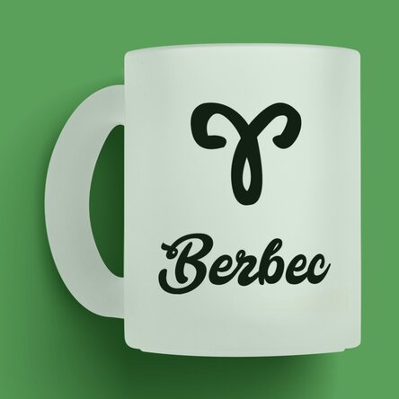 Cană sticlă mată zodiac personalizată cu text - Berbec 