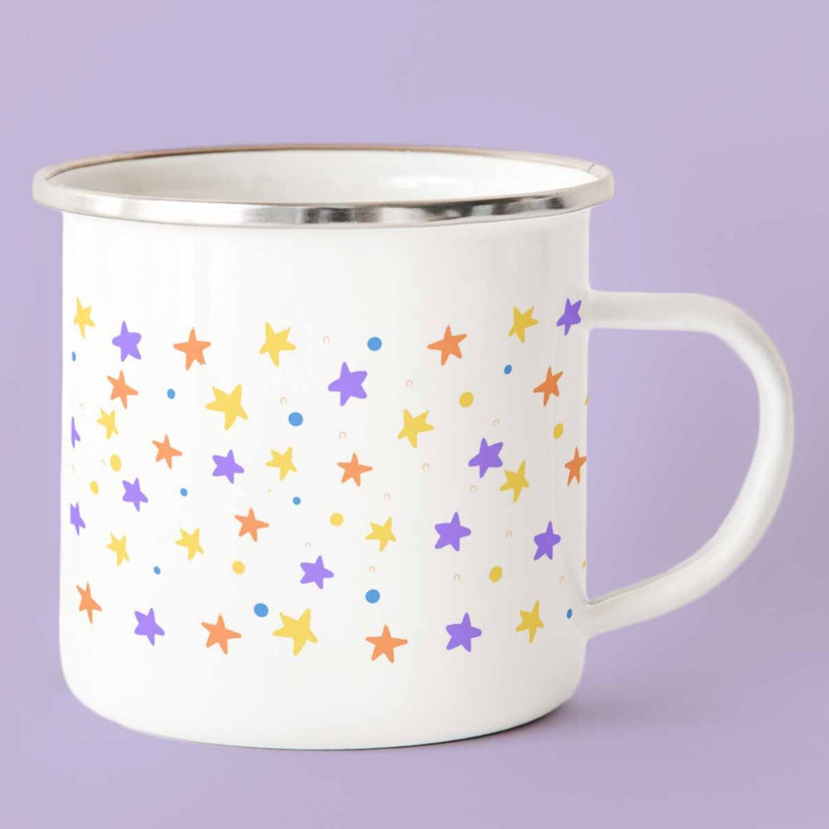 Cană metalică emailată cu text - Rainbow