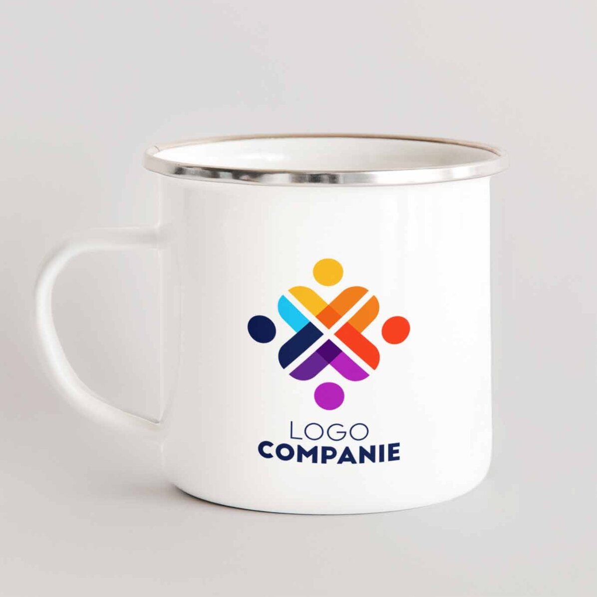 Cană metalică emailată personalizată cu logo și nume