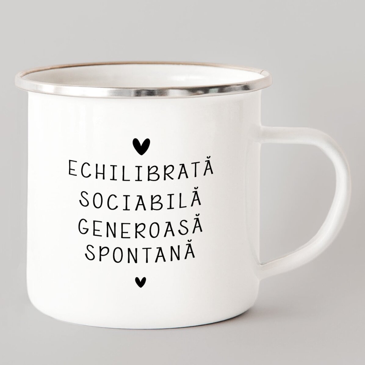 Cană metalică emailată personalizată cu mesaj - Zodia Balanță