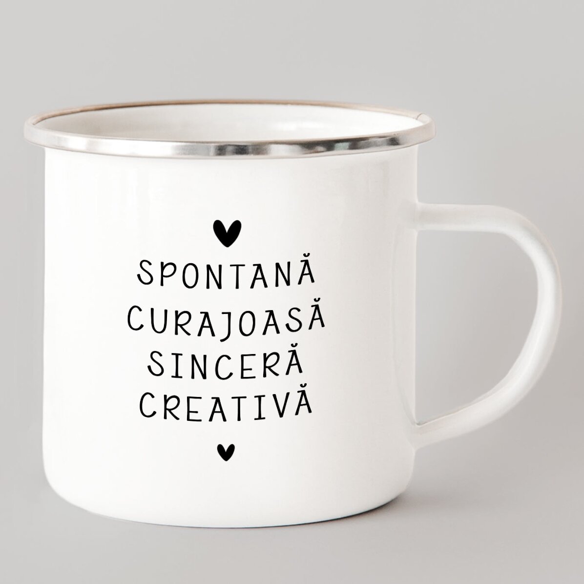 Cană metalică emailată personalizată cu mesaj - Zodia Leu