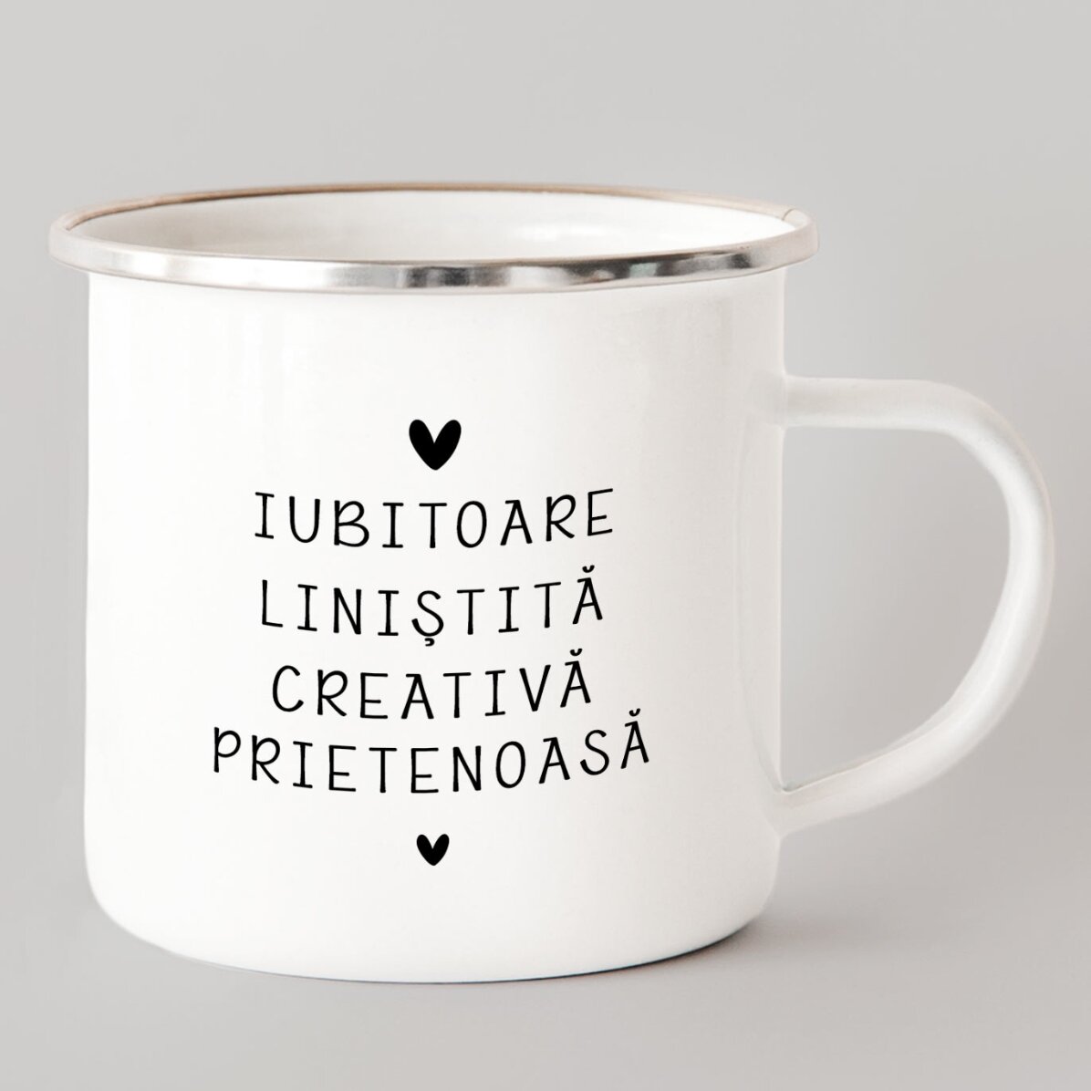 Cană metalică emailată personalizată cu mesaj - Zodia Pești