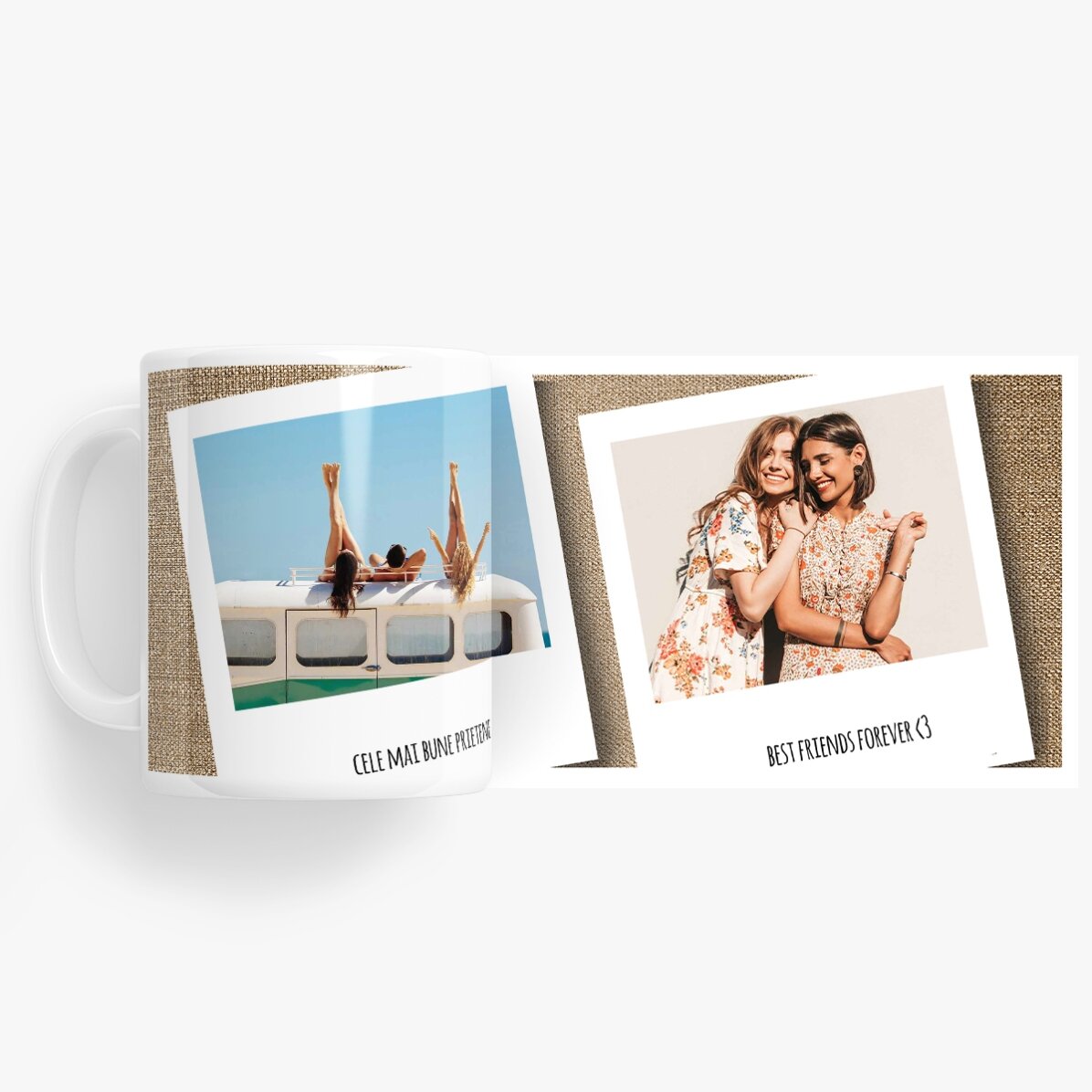 Cană personalizată cu 2 poze și text - Amintiri de neuitat