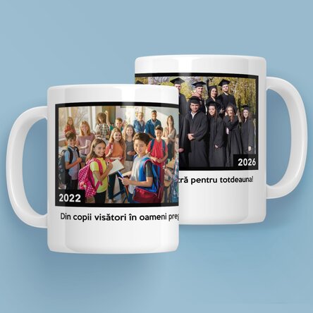 Cană personalizată cu 2 poze și text - Amintiri