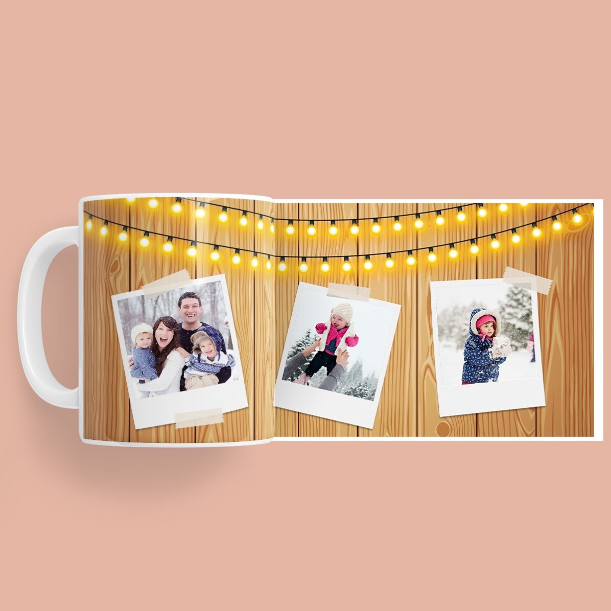 Cană personalizată cu 3 poze de Crăciun