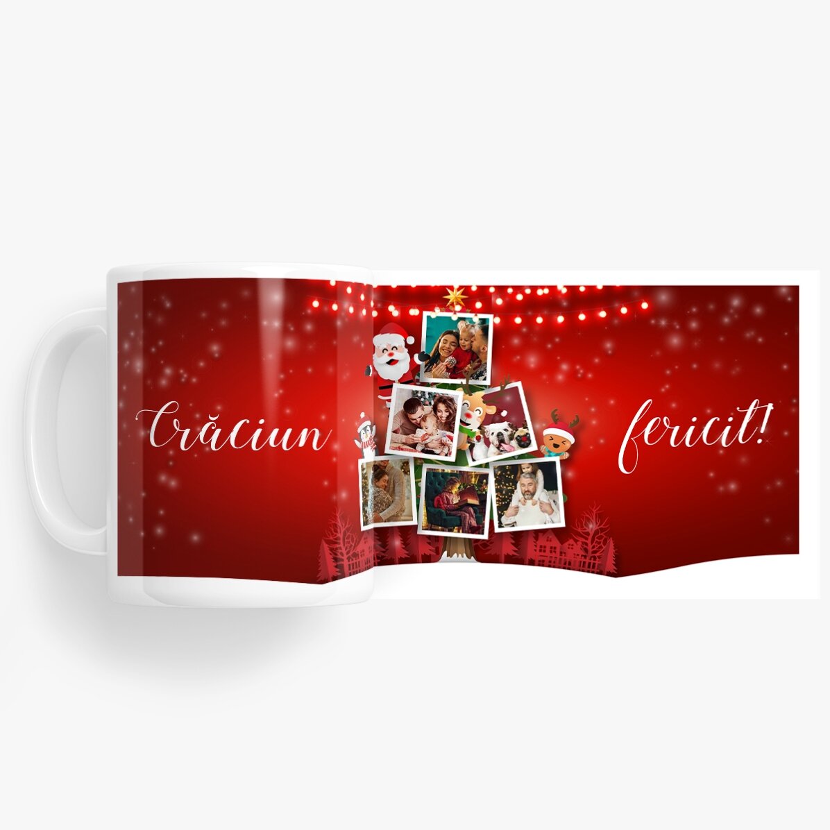 Cană personalizată cu 5 poze - Prietenii Moșului