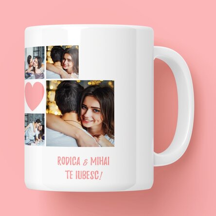 Cană personalizată cu 6 poze și text - Momente in cuplu