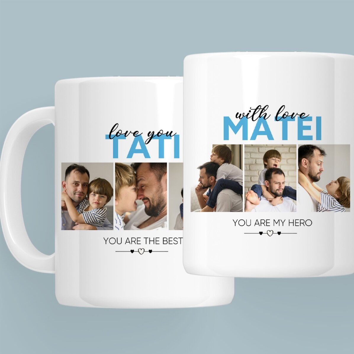 Cană personalizată cu 6 poze și text - With love